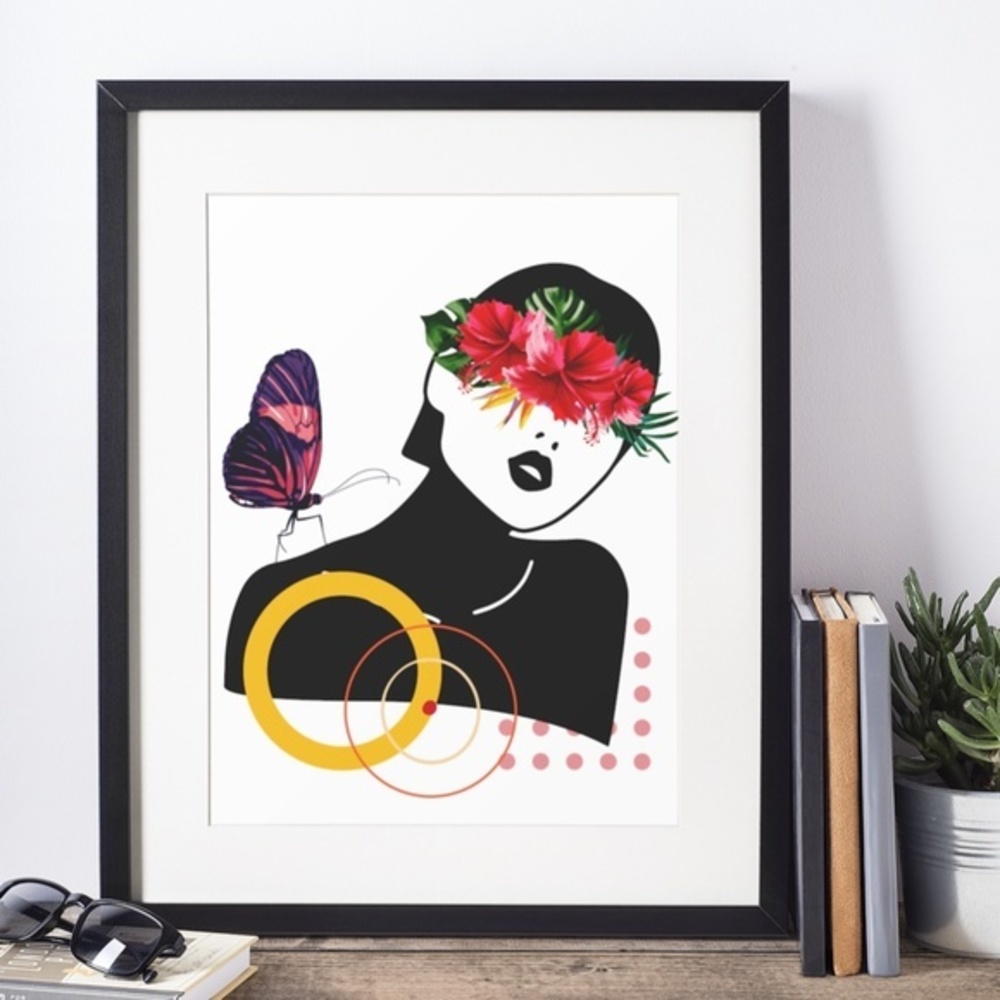 Modern Wall Art Print Tropical Girl Unframed - Picture 7 of 11